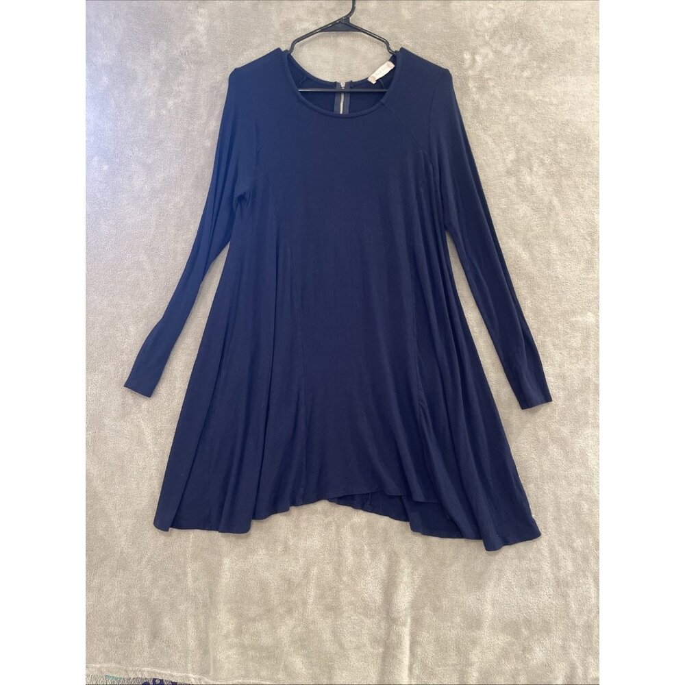 Altar’d State Size Med Soft T-Shirt Dress Navy Blue Long Sleeve Zipper Back Knee